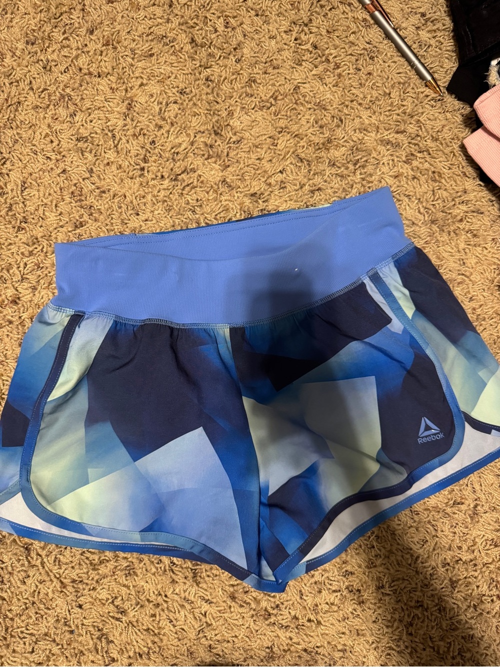 Reebok Women’s Blue Geometric Print Athletic Shorts